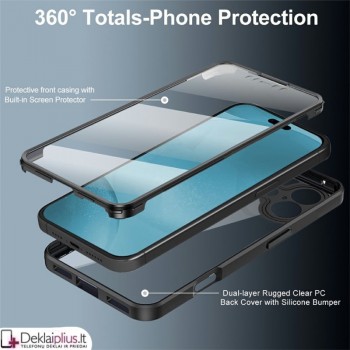 360 laipsnių smūgiams atsparus dėklas - permatomas (Apple Iphone 17)
